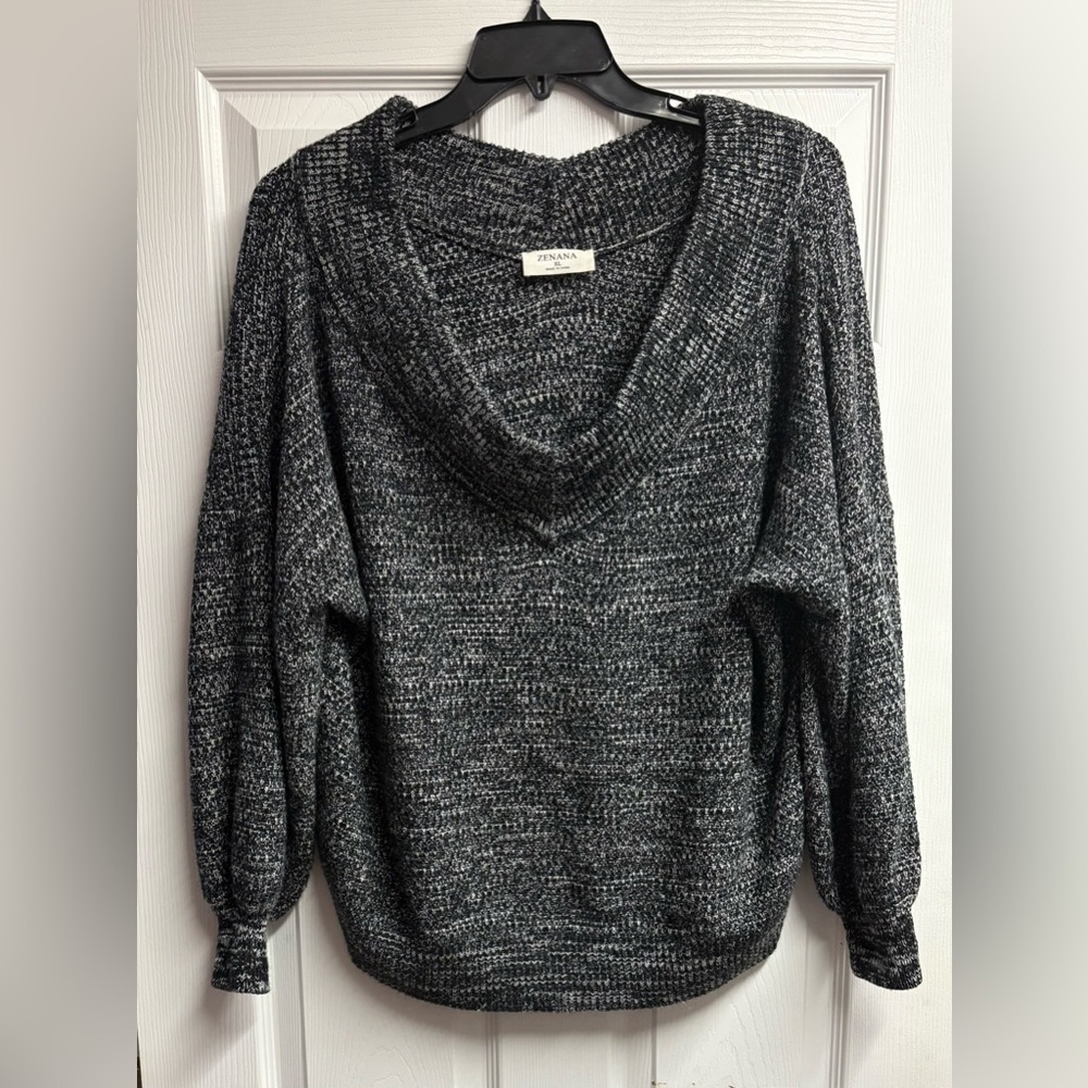 Zenana Oversized Black/White V Neck Boutique Sweater Size XL